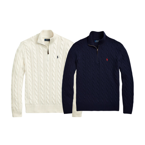 ᏒⅬ® Wol-Cashmere Kabeltrui 1+1