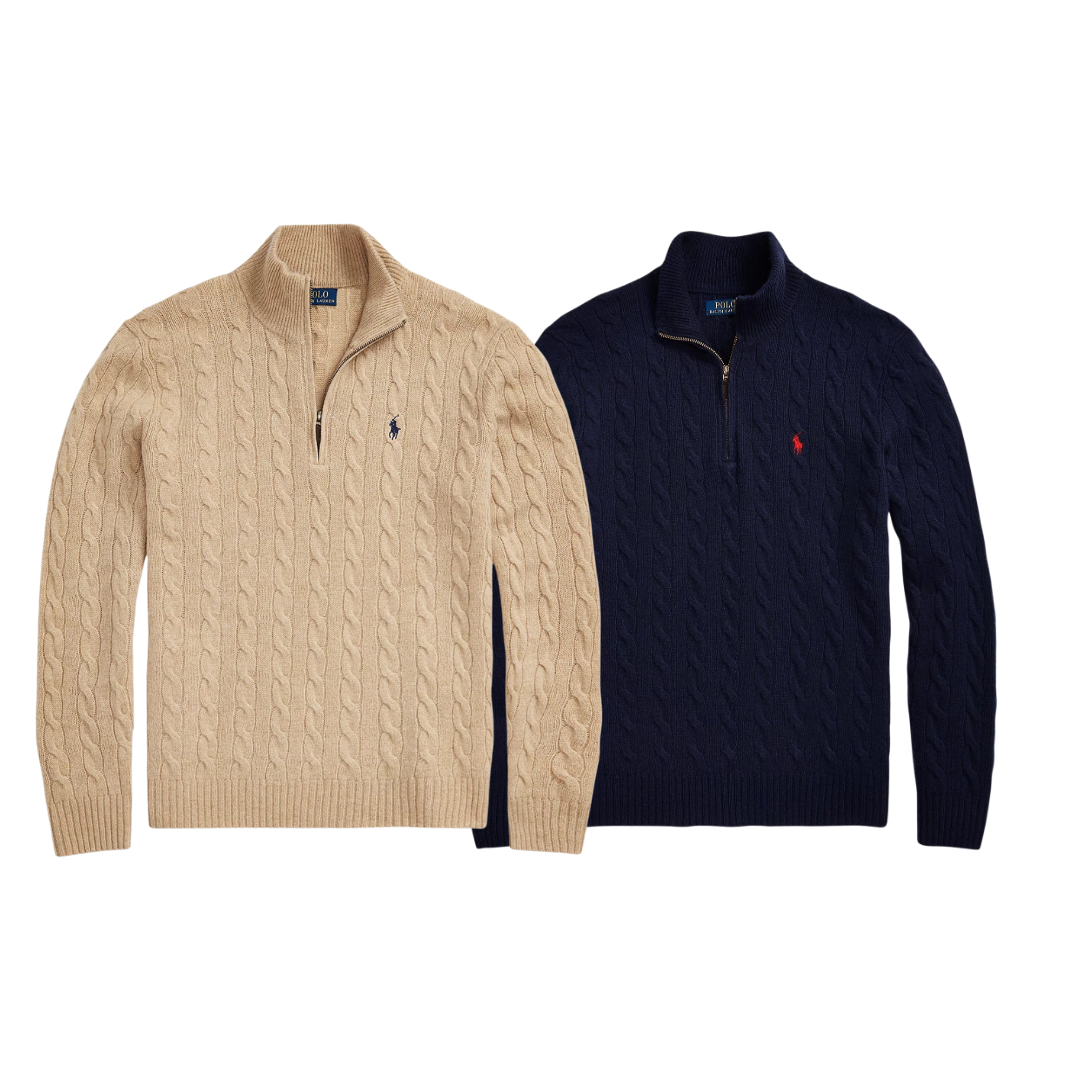 ᏒⅬ® Wol-Cashmere Kabeltrui 1+1